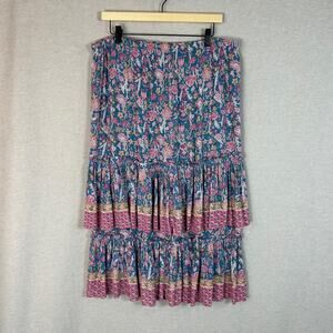 Rachel Zoe Women Boho Tiered Midi Skirts Size S Floral Cottagecore Prairie Fairy